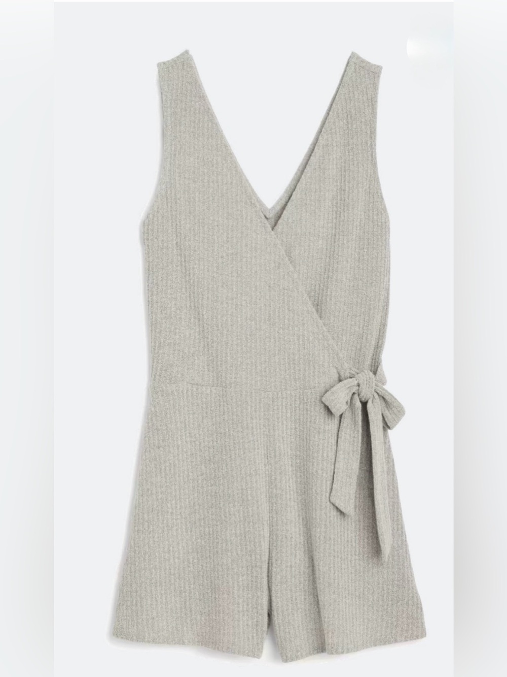 Sleeveless Wrap Knit Romper in Light Gray